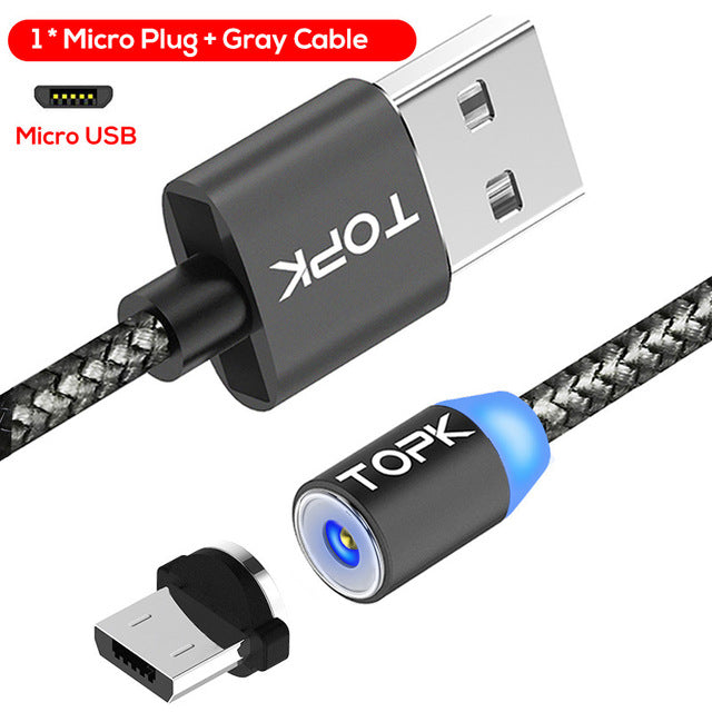 Magnetic Universal Interchangeable Nylon USB Fast Charge Cable with Magnetic Plugs