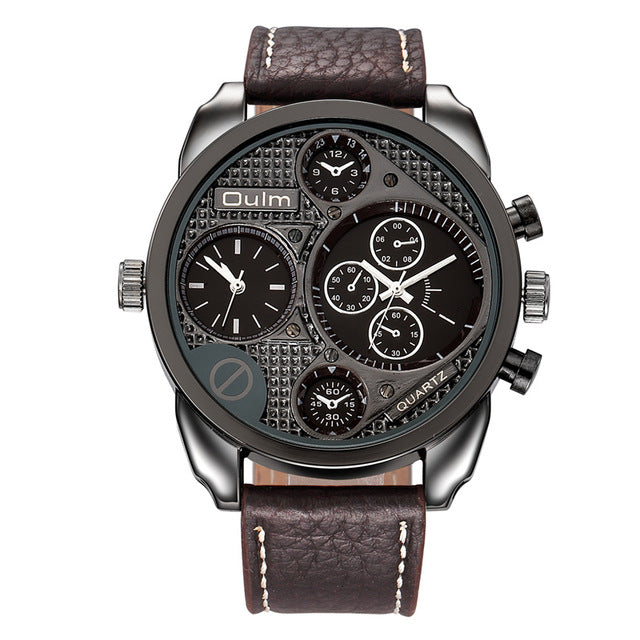 Men's Luxury Stainless Steel Genuine Leather Military Watch