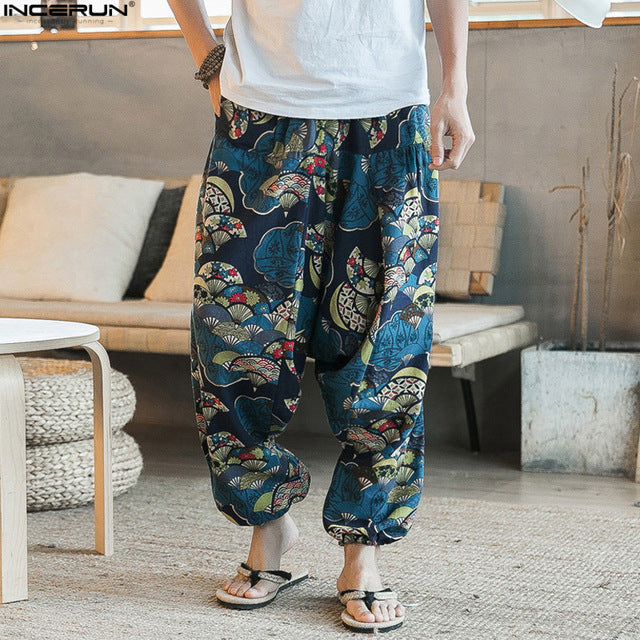 Men's Hip Hop Aladdin Baggy Cotton Linen Pants