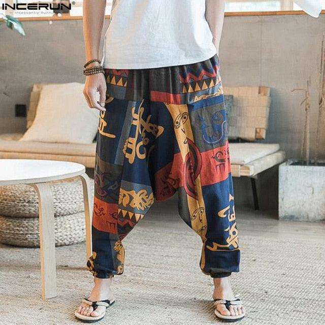 Men's Hip Hop Aladdin Baggy Cotton Linen Pants