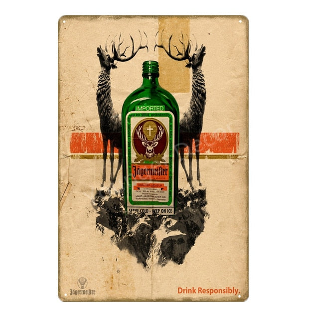 Alcohol Drink Jagermeister Deer Head Poster Classic Wall Tin Sign