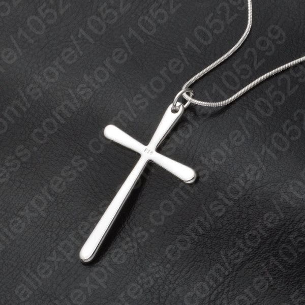 Classic 925 Sterling Silver Religious Cross Necklace and Pendant