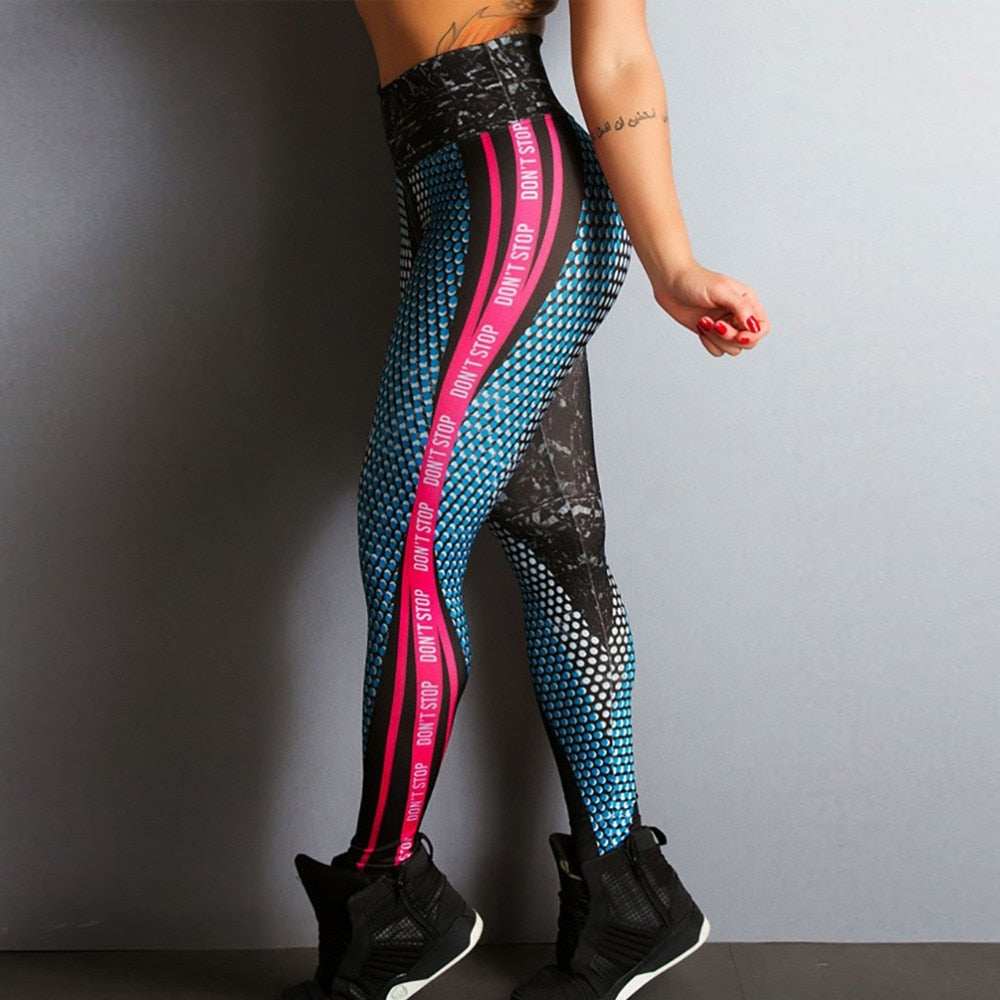 Women's Honeycomb Print High Waist Push-Up Fitness Leggings