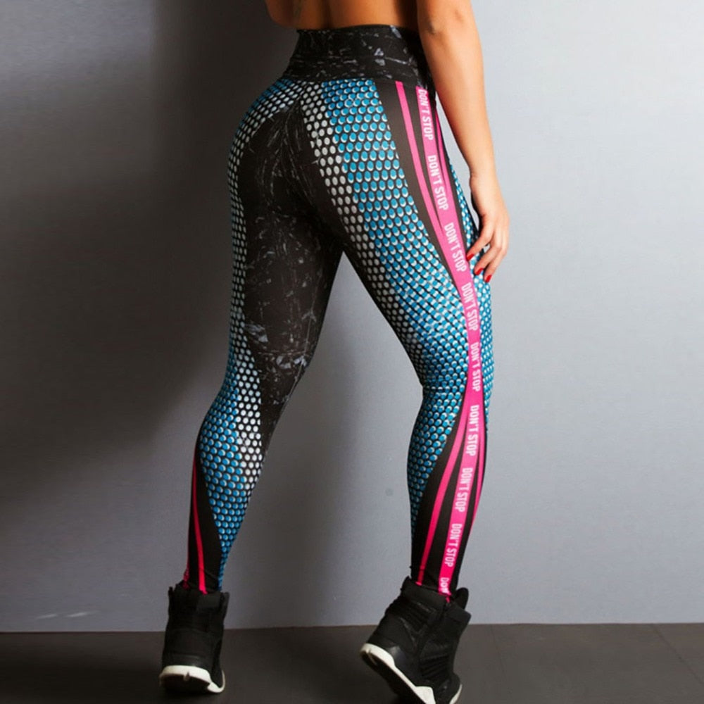 Women's Honeycomb Print High Waist Push-Up Fitness Leggings