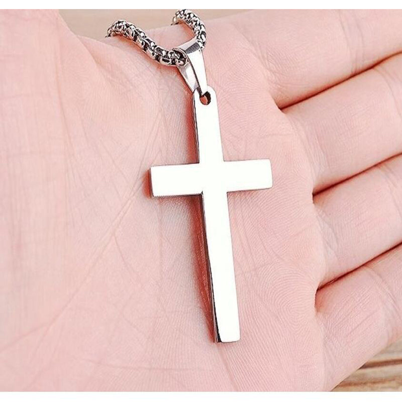 Male Black Cross Necklace Men