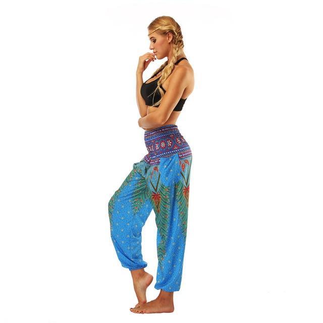 Women's High Waist Flower Printed Loose Yoga Pants