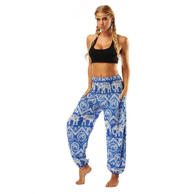 Women's High Waist Flower Printed Loose Yoga Pants