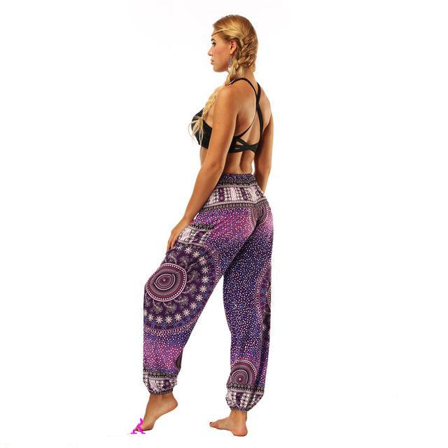 Women's High Waist Flower Printed Loose Yoga Pants