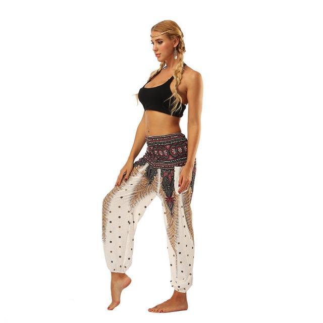 Women's High Waist Flower Printed Loose Yoga Pants