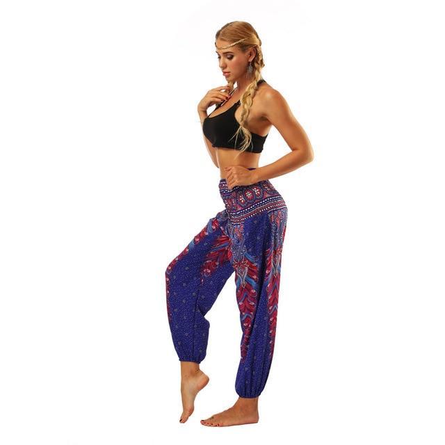 Women's High Waist Flower Printed Loose Yoga Pants