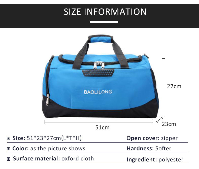 Professional Waterproof Fitness Trainers Bag with Shoes Pocket