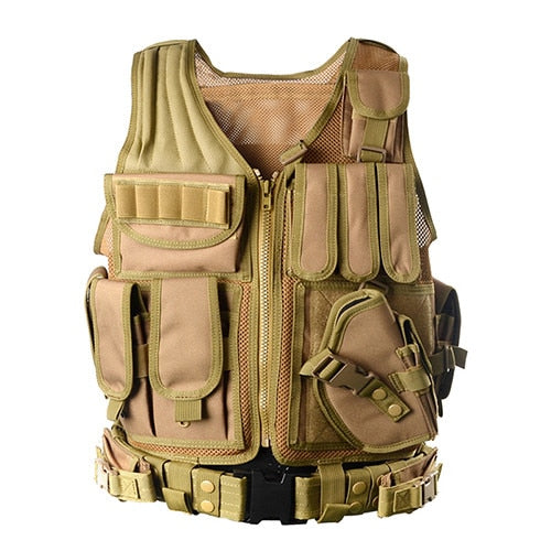 Tactical Military Combat Vest with Equipment Pockets
