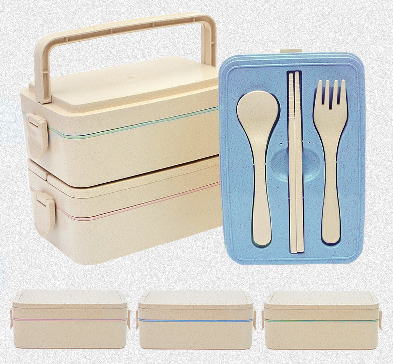 Three Layer Wheat Straw Eco-Friendly Leakproof Microwaveable Lunchbox