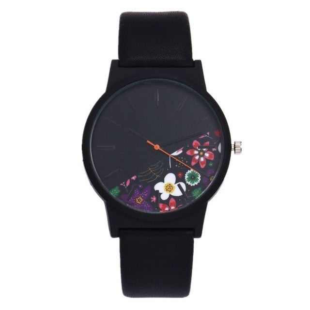 Women's Casual Floral Designed Quartz Watch