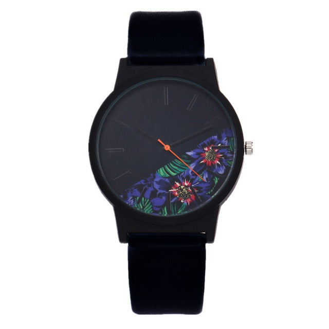 Women's Casual Floral Designed Quartz Watch