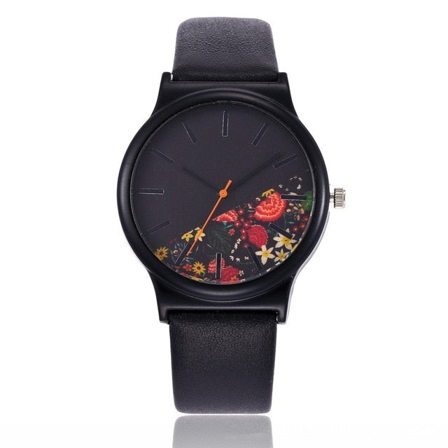 Women's Casual Floral Designed Quartz Watch