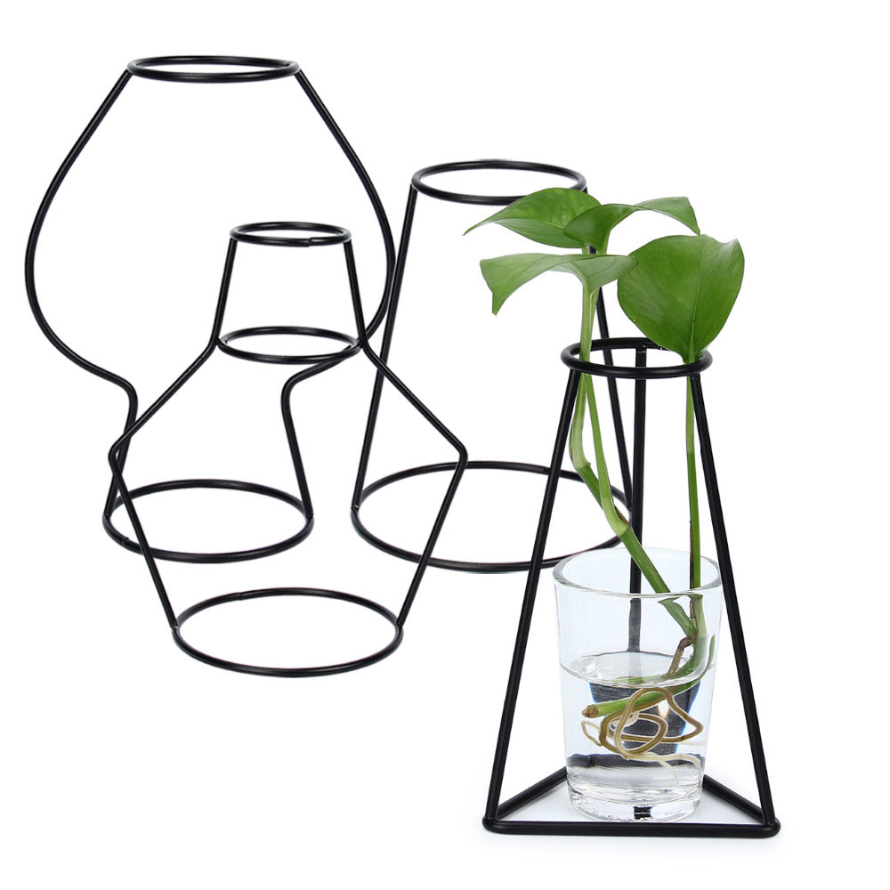 Iron Shelving Flower Vase Metal Frame (Glass Not Included)