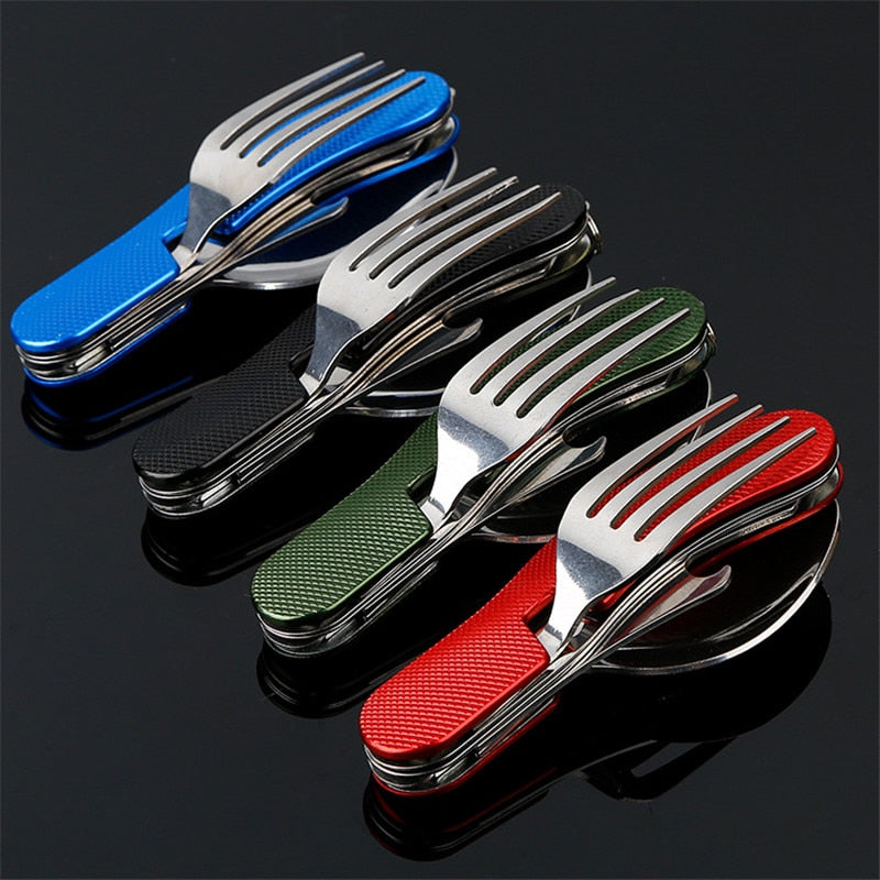 4-in-1 Outdoor Stainless Steel Camping Eating Utensil