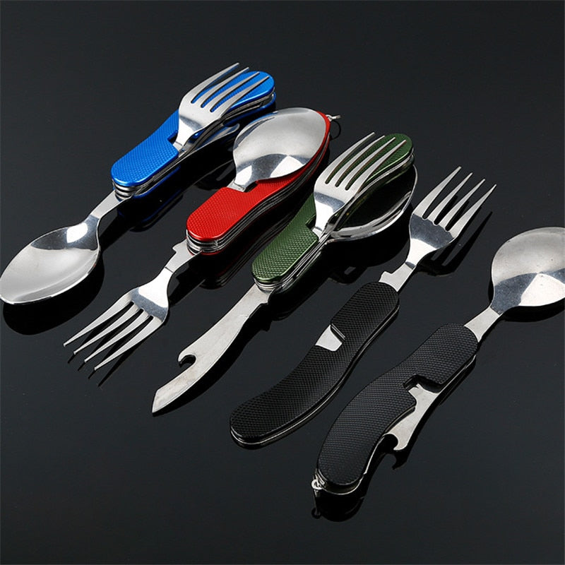4-in-1 Outdoor Stainless Steel Camping Eating Utensil