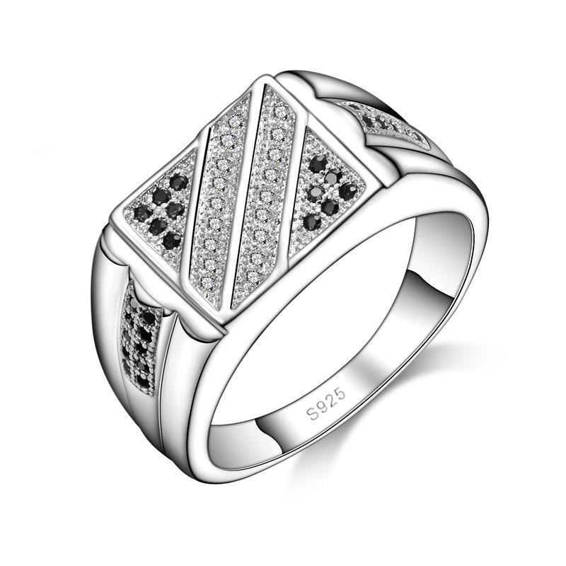 Women's 925 Sterling Silver Geometric Zircon Rhinestone Ring