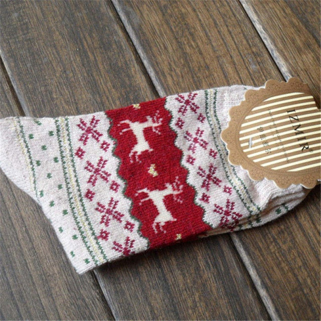 Women's Warm Mid-Calf Wool Christmas Socks