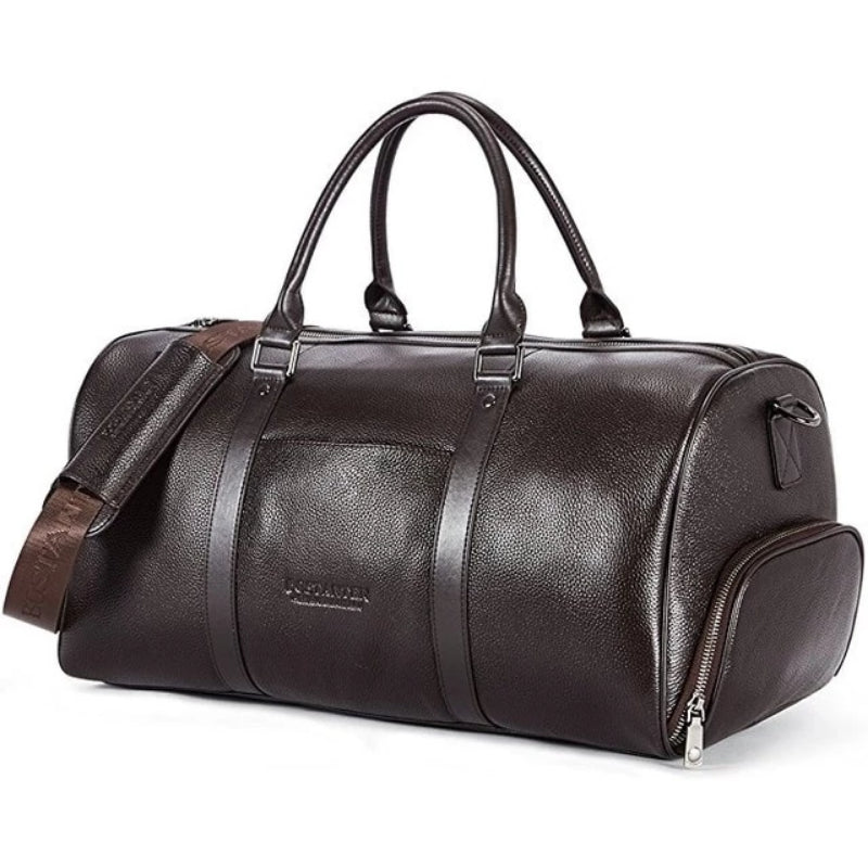 Men's Genuine Leather Travel Overnight Duffel Bag