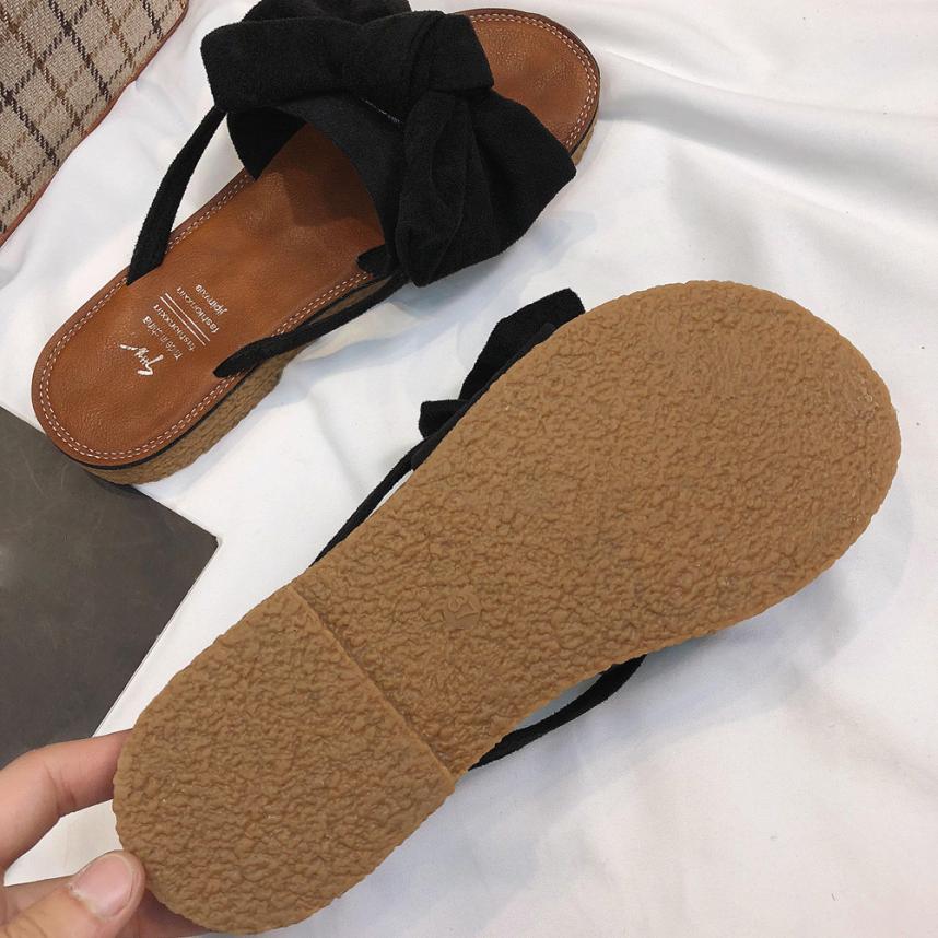 Women's Flat Heel Bow Tie Beach Sandals