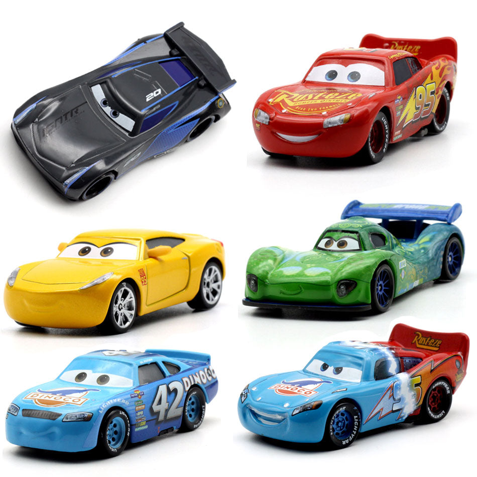 Disney 18 Style Pixar Cars 3 Lightning McQueen Jackson Storm Dinoco Cruz Ramirez 1:55 Diecast Metal Toys Model Car Birthday Gift