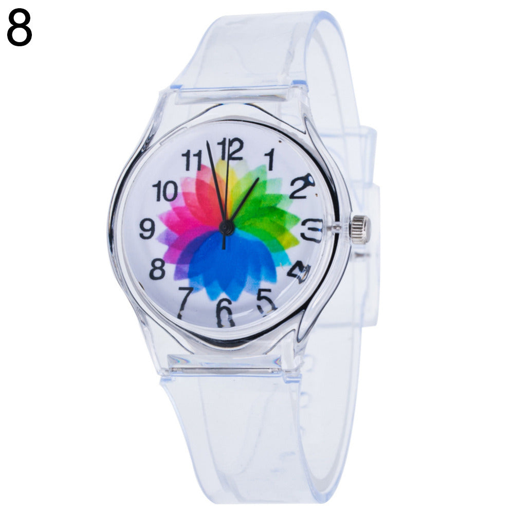 Clock Kids Women Colorful Silicon Dial Jelly Quartz Analog Wrist Watch