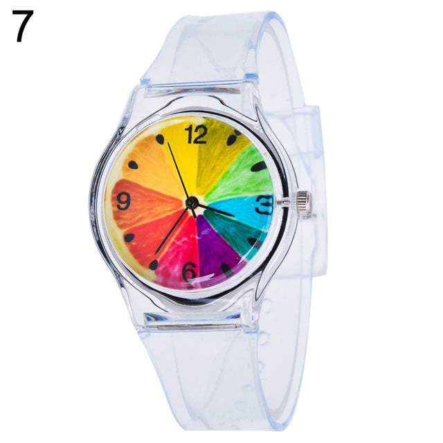 Clock Kids Women Colorful Silicon Dial Jelly Quartz Analog Wrist Watch