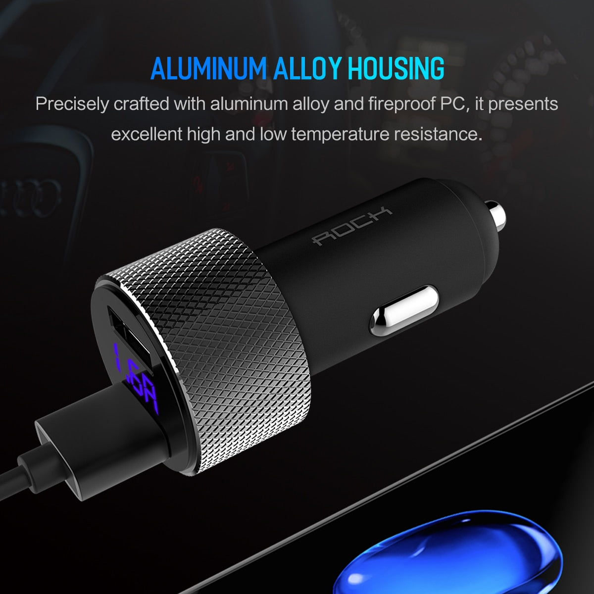 Dual 5V USB Car Charger with Digital Display