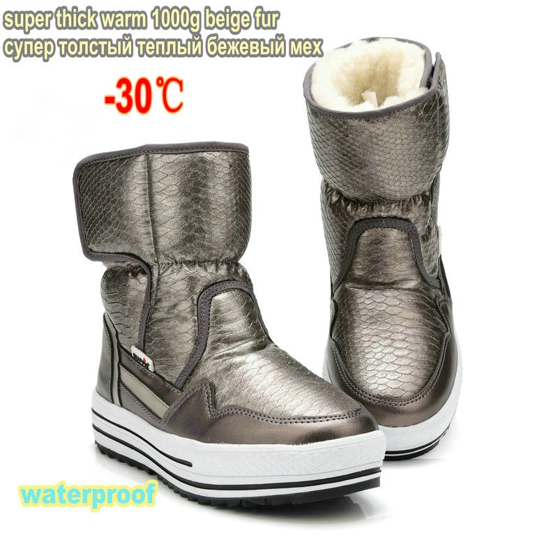 Woman winter fur water-resistant snow boot