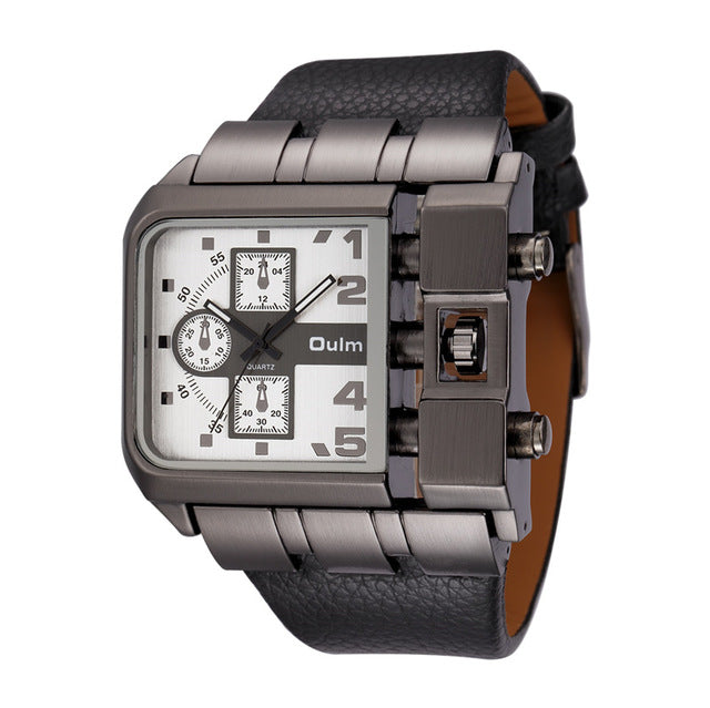 Men's Square Dial Wide Strap Luxury Quartz Watch