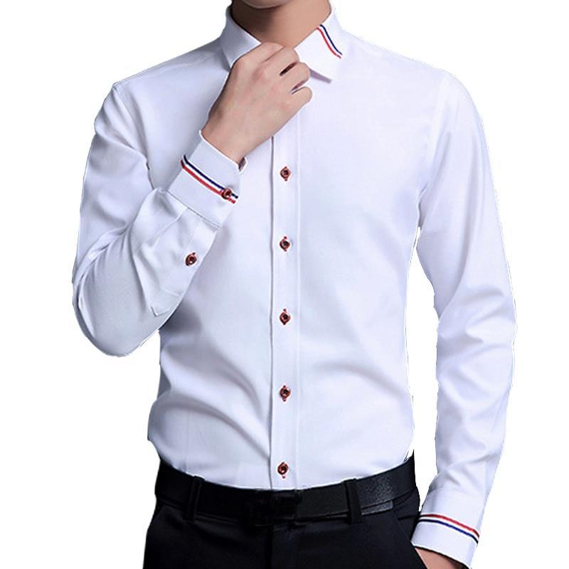 Men's Slim Fit Long Sleeve Cotton Dress Shirt