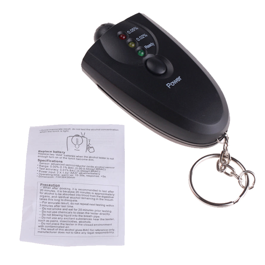 Mini Portable Keychain LED Alcohol Breathalyzer