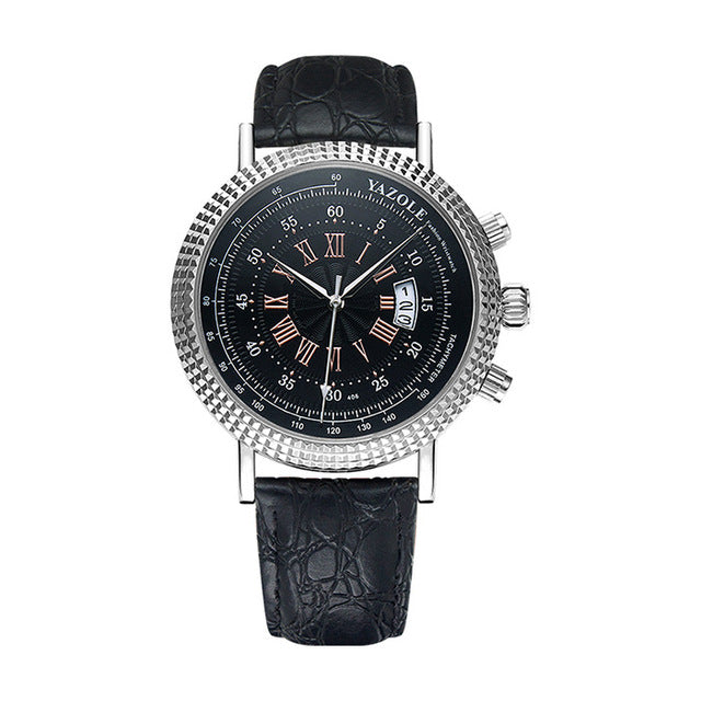 Men's Luxury Tachymeter Dial Casual Leather Quartz Watch