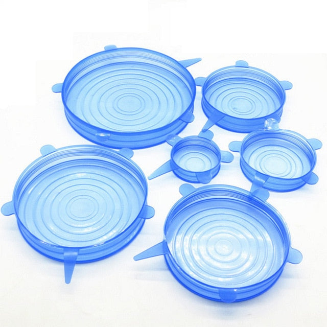 6 Pack: Universal Silicone Stretch Fit Food Storage Lids - BPA Free