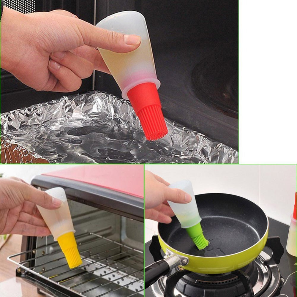 Portable Silicone Oil Bottle With Brush