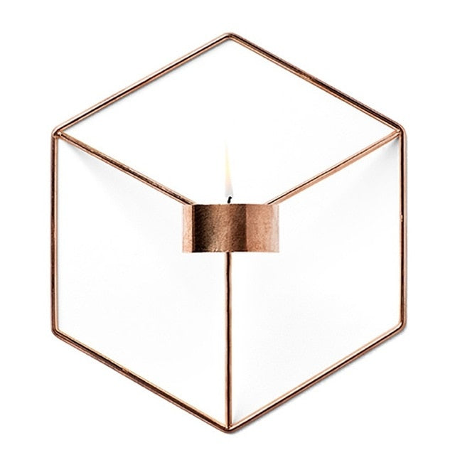 21cm Candle Holders Nordic Style 3D Geometric Candlestick Metal Wall Candle Holder Sconce Matching Small Tealight Home Ornaments