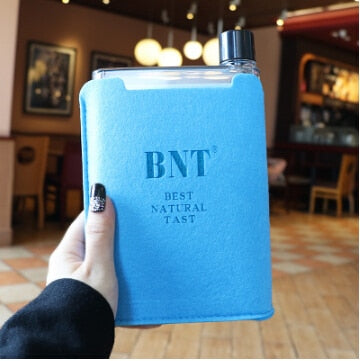 Notebook Styled Travel Water Bottle Flask with Slip Cover