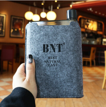 Notebook Styled Travel Water Bottle Flask with Slip Cover