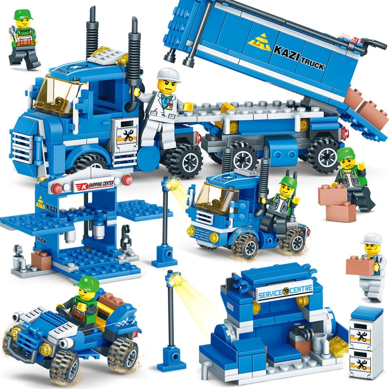 4-in-1 Urban Utility Freight Truck Building Blocks Set - 318 Pieces