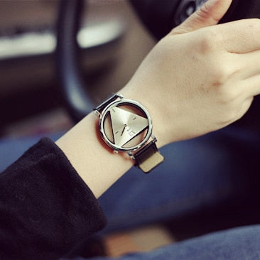 Women's Novelty Hollowed Triangular Dial Wrist Watch