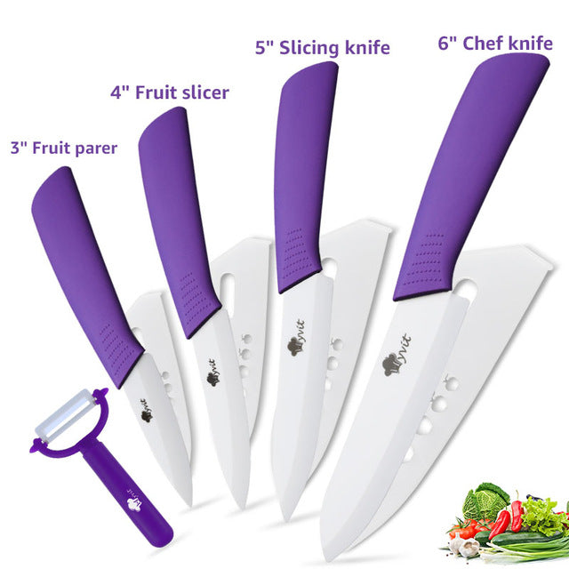 4 Piece: White Zirconia Blade Chef Knife Set