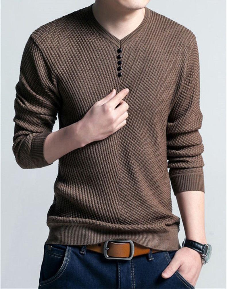Men's V-Neck Slim Fit Pullover Knitted Cashmere Sweater