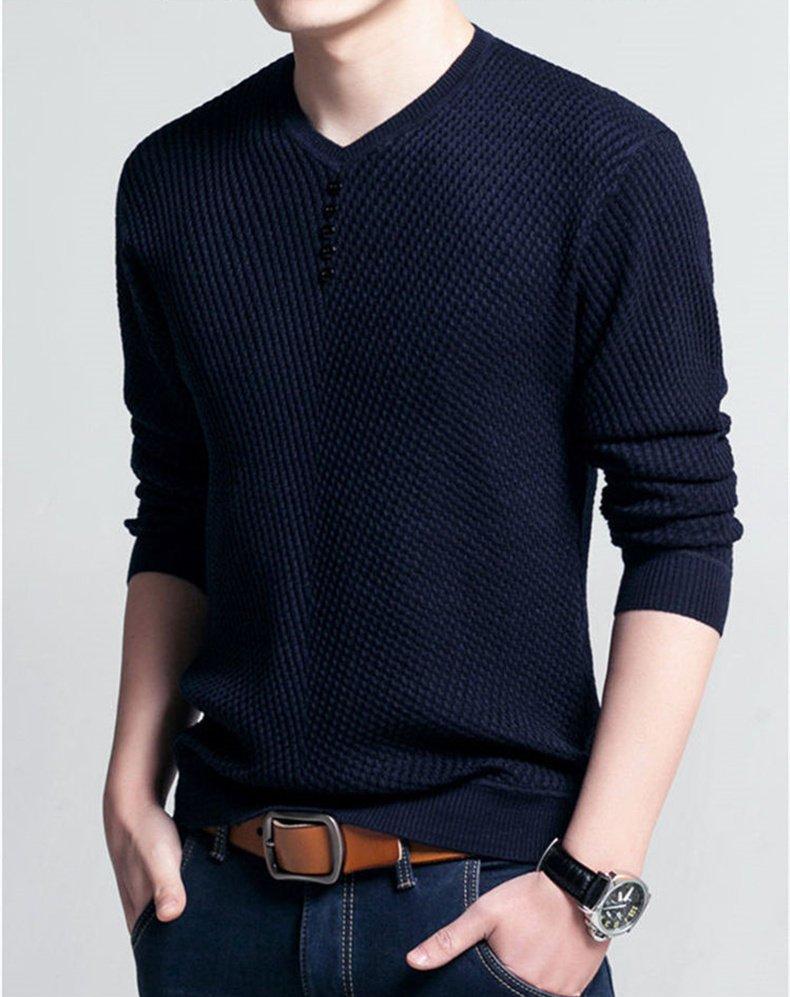 Men's V-Neck Slim Fit Pullover Knitted Cashmere Sweater