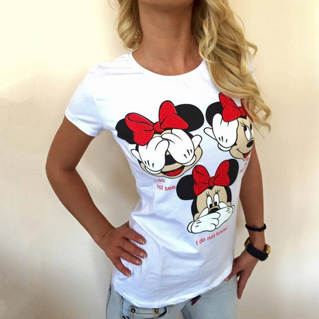 Women's Fashion T-Shirt with Mouse Graphics