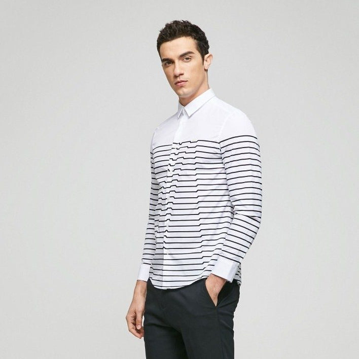 Men's Cotton Smart Casual Long Sleeve Turn-down collar Shirt