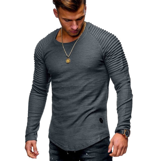 Men's Round Neck Slim Long-sleeved T-shirt
