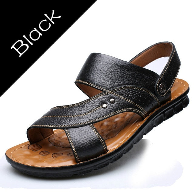 Men's Genuine Leather Comfort Slip-On Summer Sandals